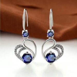 Elegant Blue Heart-Shaped Earrings